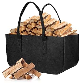 AiQInu Borsa in Feltro per Legna da Ardere Pieghevole Cesta Camino, 50x25x25cm Multifunzione Borsa Della Spesa di Stoccaggio Organizer per Caminetto Shopper Giornali Vestiti Giocattoli Global Recycled Standard