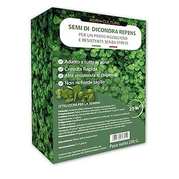 AGRI-CULTURA® | Dicondra Semi 25 m² | Prato Senza Manutenzione, Alta Resistenza alla Siccità e al Calpestio | Semi di Dichondra Repens Adatti a Zone Ombreggiate e di Sole.