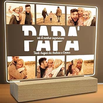 STAMPATEK Lampada Personalizzata Regalo Festa Del Papà Idee Regalo - Lampada Led Luce Notturna Regali Uomo Papà Compleanno, Regali Per Lui, Marito, Compagno Natale Originale, PlexMod6_DS3