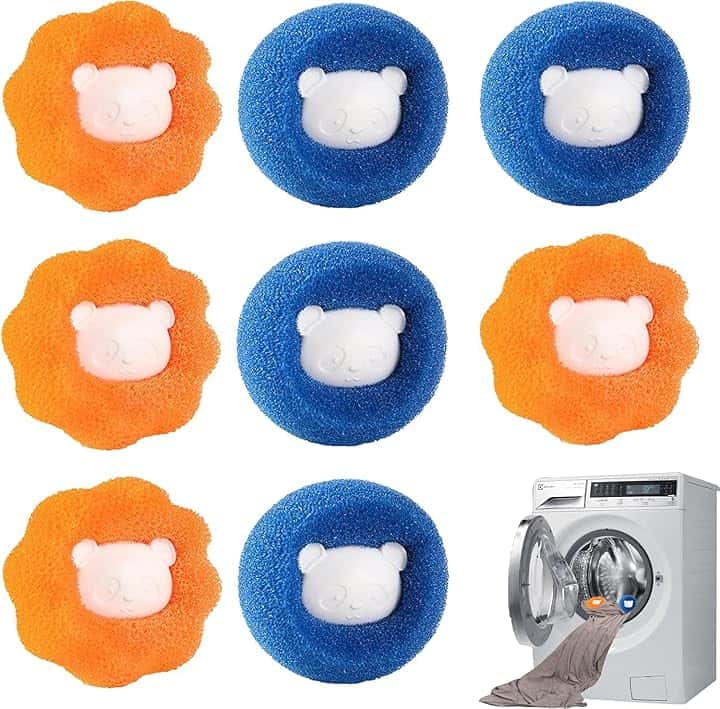Acchiappa Cattura Capelli Lavatrice, Sfere per Bucato, 8 PCS Riutilizzabile Palline per Magia Lavatrice,Floating Pet Fur Catcher,Sfere per Bucato Pulizia di peli di Animali Vestiti Biancheria da Letto