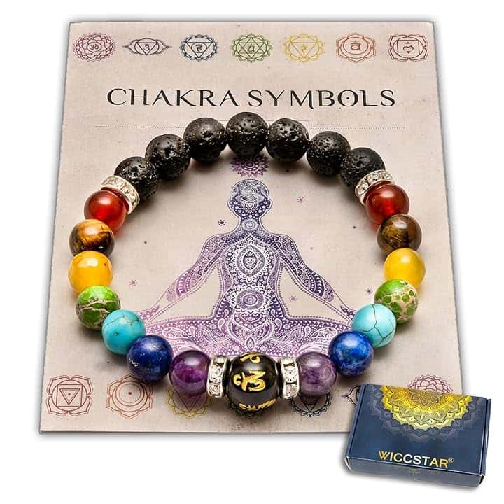 WICCSTAR Doppio Chakra Bracciale Yoga Reiki. Energia Guarigione Equilibrio Pietre vere Gioielli