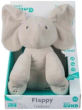 GUND Flappy Elefantino Peluche Interattivo, Canta e Parla in Italiano, Muove le Orecchie, Peluche di 30.5 cm, Peluche per Bambini, 10+ Mesi