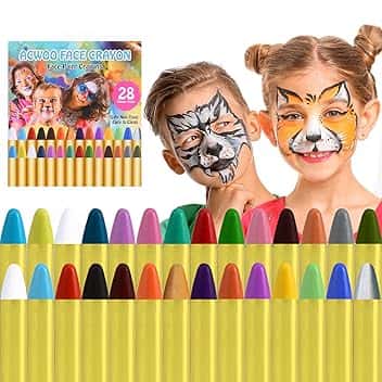 ACWOO Body Painting, 28 Colori Face Painting, Kit Pittura Pancia Face Painting Trucchi, Coloranti Naturale e Sicuro, Feste, Trucco Make-up, Halloween