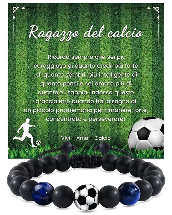 YELUWA Idee Regalo Ragazzo, Braccialetti Figlio, Bracciale di Calcio per Ragazzi, Regali di Compleanno Natale per Ragazzi Figlio, Regalo Ragazzo 8 9 10 11 12 13 14 Anni Bracciale Bambino