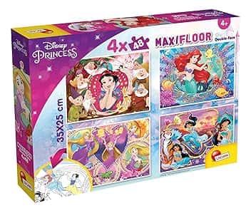 Liscianigiochi- Disney Puzzle Maxifloor 4 X 48 Princess, 91744