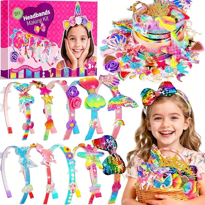 10 Pezzi Kit per Realizzare Cerchietti per Bambine, Giocattoli per Età 3-8 Anni, Regali di Compleanno Global Recycled Standard