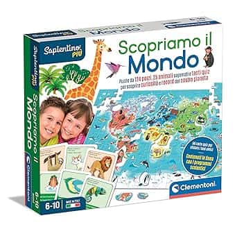 Clementoni - 16597 - Sapientino più - Scopriamo Il Mondo - Gioco Educativo sulla Geografia, Puzzle Planisfero per Bambini dai 6 Anni (Gioco in Italiano), Made in Italy The Forest Stewardship Council