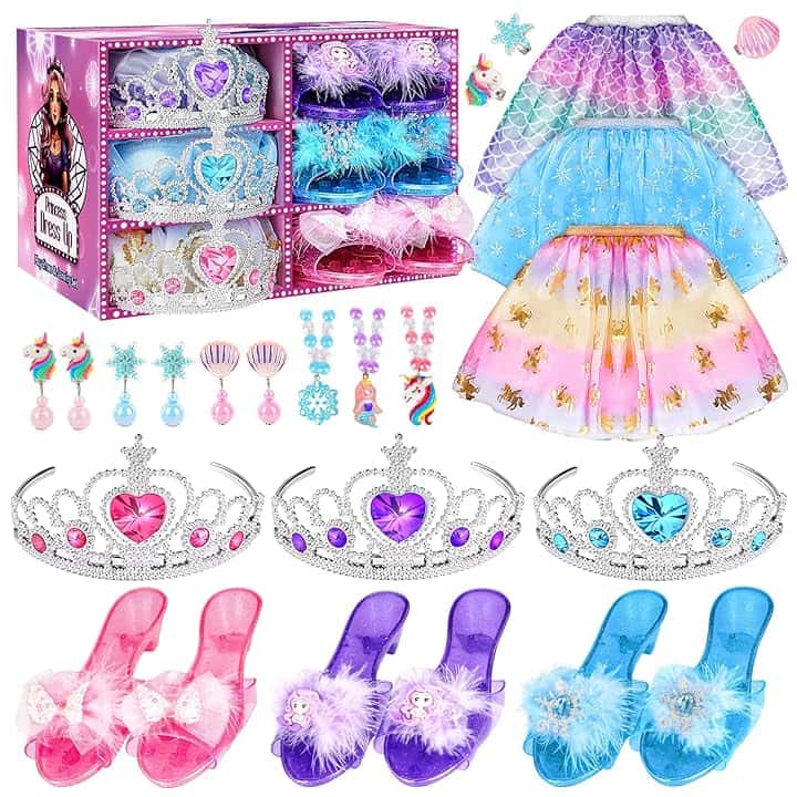 Dreamon Scarpe Principessa Bambina, Costume Principessa Bambina Vestito Carnevale Vestiti Adatto per 3 4 5 6 Anni Regali Halloween Natale