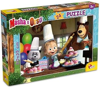 Liscianigiochi - Masha Puzzle Plus 24, Tutti Insieme Impariamo! Puzzle Per Bambini, 86078, ‎35 x 24.5 x 3.5 cm; 250 grammi
