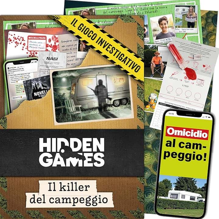 Hidden Games Luogo del Reato – Il killer del campeggio – Gioco investigativo, tipo Escape Room da tavolo, giochi nascosti, risolvi un caso, detective gallo, caso da risolvere, cold case gioco