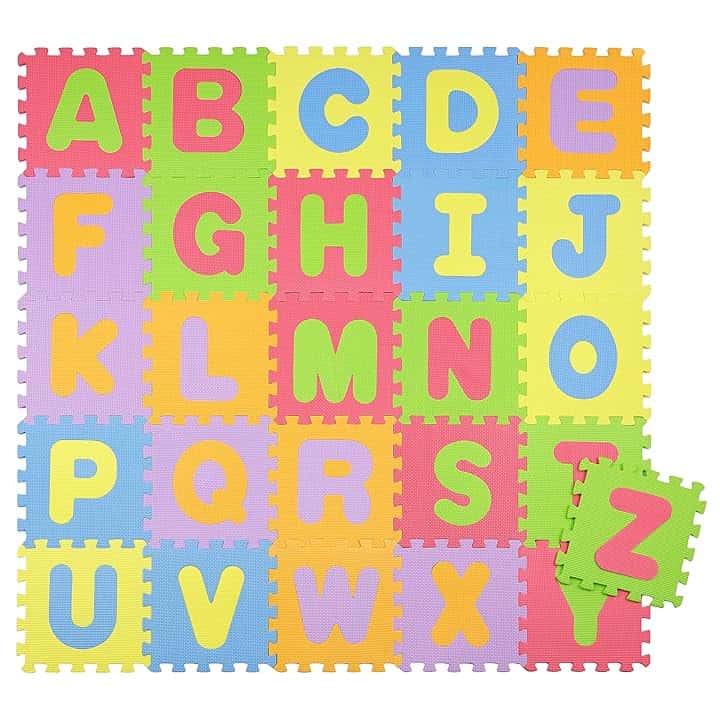 Tappeto 26 Pezzi Componibile per Bambini in EVA, Tappeto Puzzle da Bambino Numeri Removibili, Tappeto Giocattolo in Schiuma ad Incastro in Materiale Sicuro e Atossico, 30x30 cm