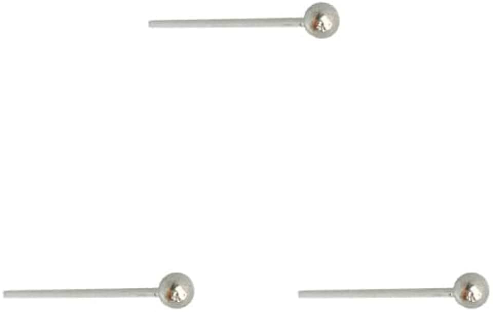 DENI 3 naselli dritti in argento con sfera piccola diametro 1,5 mm e asta sottile con uno spessore di 0,6 mm.