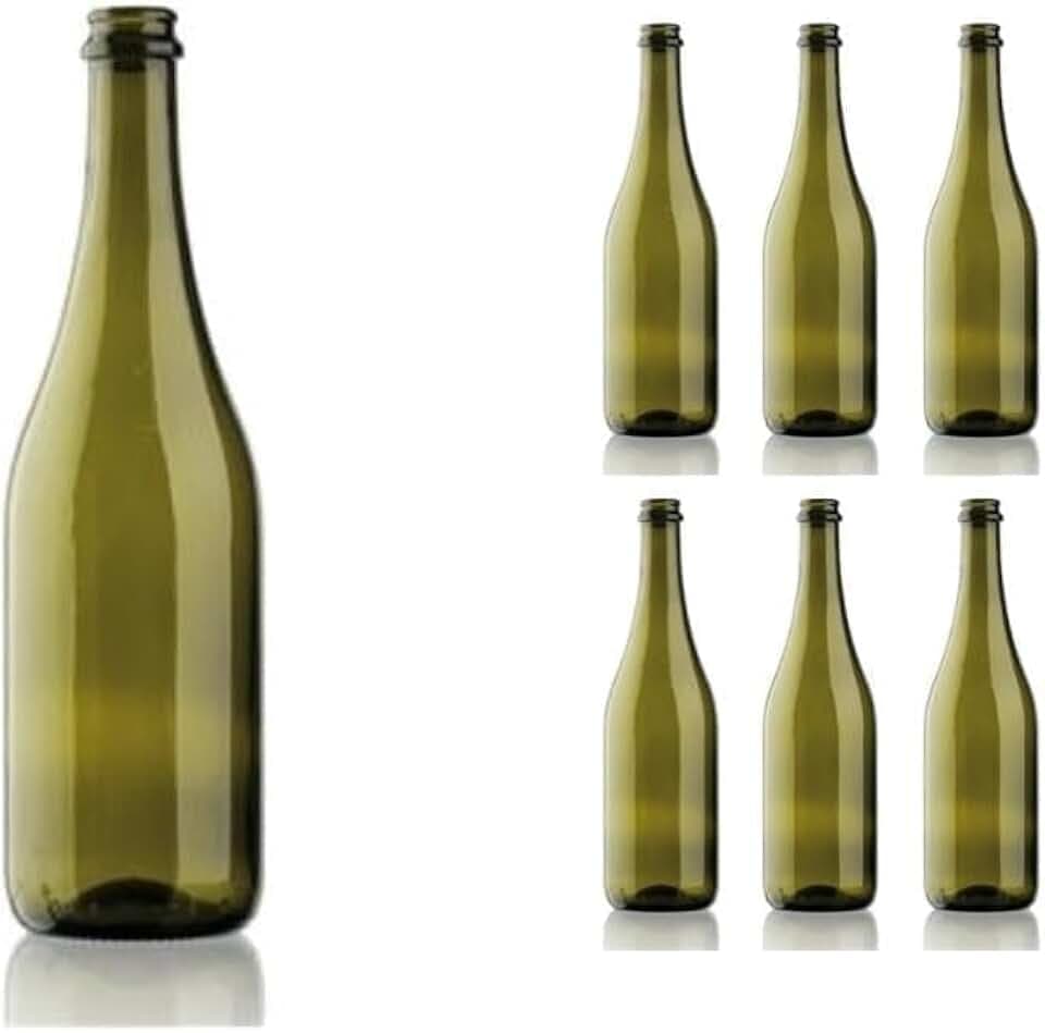 40 PZ - BOTTIGLIA EMILIANA PER VINO E SPUMANTE PROSECCO 750 ML CON PREDISPOSIZIONE TAPPO CORONA 29 MM COLORE UVAG - BOTTIGLIA PER VINI VUOTA PREGIATI PER TAPPI CORONA SUGHERO E PLASTICA