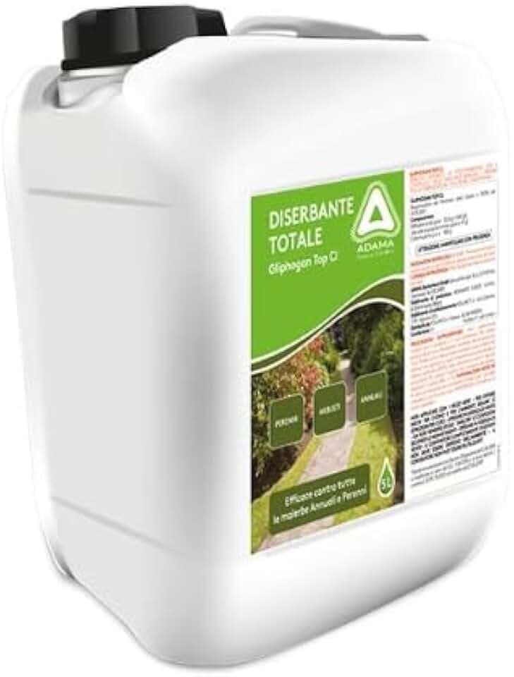 Adama GLIPHOGAN TOP 5 Litri – Diserbante Totale ed Erbicida Seccatutto - Glifosante Sistemico a base di Acido Puro contro le Erbe Infestanti di tutti i terreni