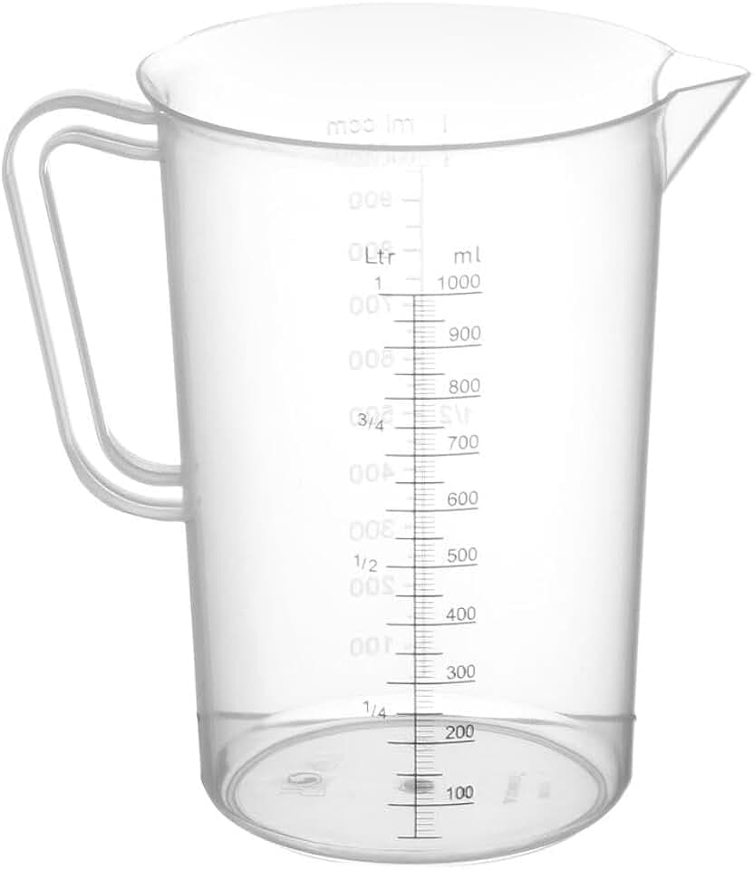 HENDI Caraffa Graduata in Polipropilene con Scala Graduata, Capacità 1 L, Brocca Trasparente con Manico e Beccuccio, Ø110x(H)170mm