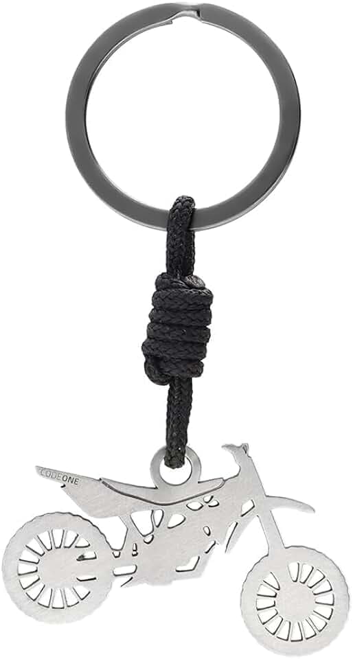 CODEONE Portachiavi Montgai con Nodo in Nylon Nero 2mm | Acciaio Inossidabile | Design Artigianale Sportivo | Motocross | Confezione Regalo