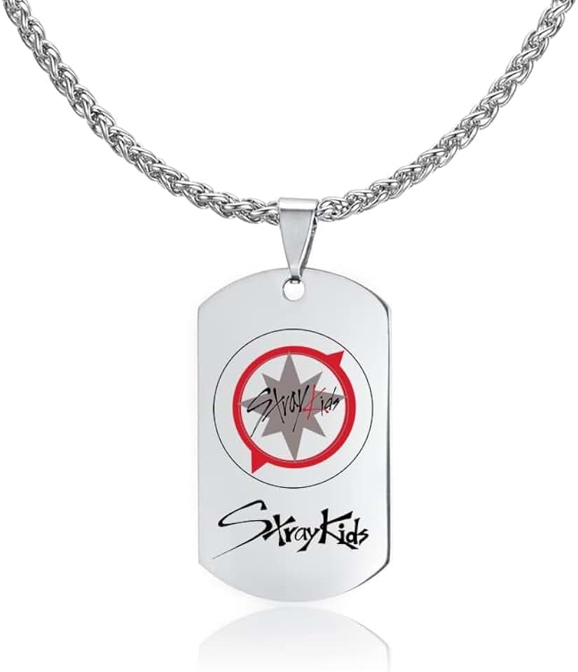 ZHENGGE Kpop Stray Kids Collana con ciondolo a forma di merch, per bambini, in acciaio inox, per regali, Acciaio inossidabile