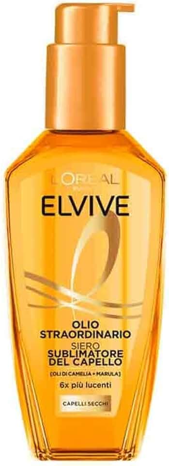L'Oréal Elvive Trattamento, Per Capelli Normali o Secchi, Protegge da Aggressioni e Nutre la Fibra, Per Capelli Morbidi e Leggeri, Con Oli Preziosi di Marula e Camelia, Olio Straordinario, 100 ml