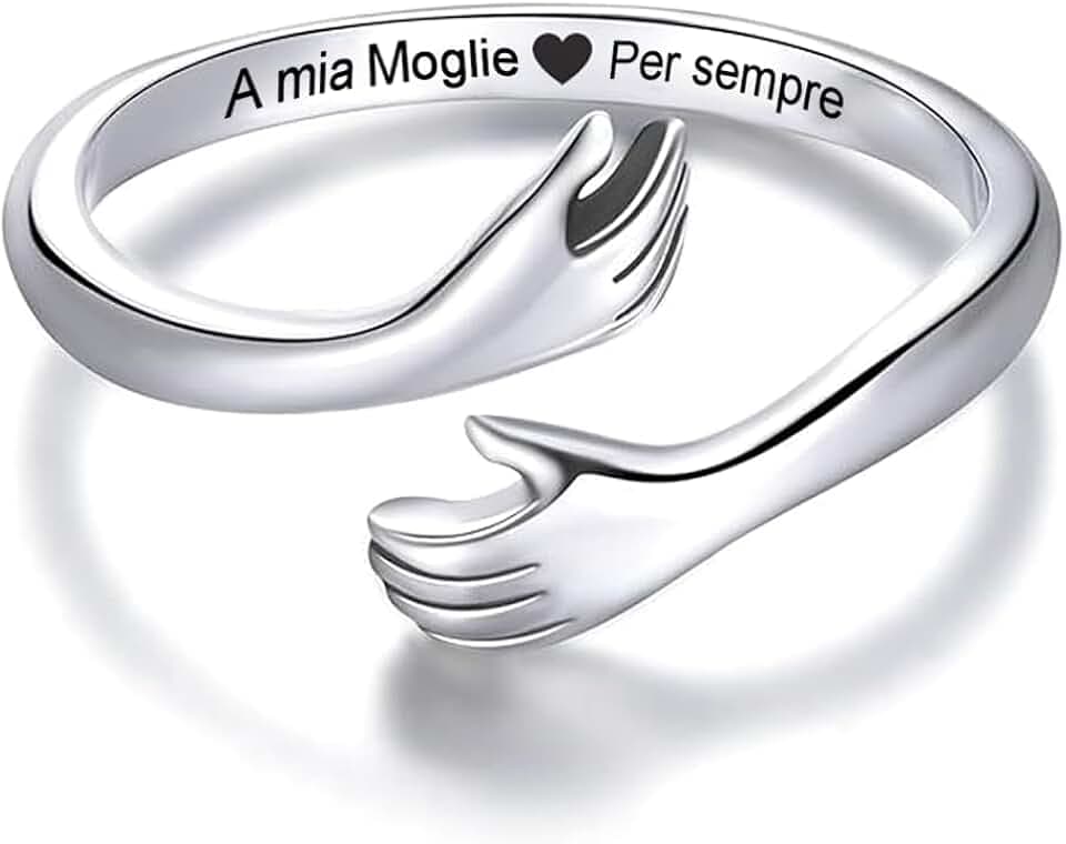 Bramart Anello da Donna A Mia Moglie in Argento Sterling 925 Regalo Anniversario d'amore per Moglie Regali Matrimonio - Dimensione Regolabile Anelli - Cofanetto incluso