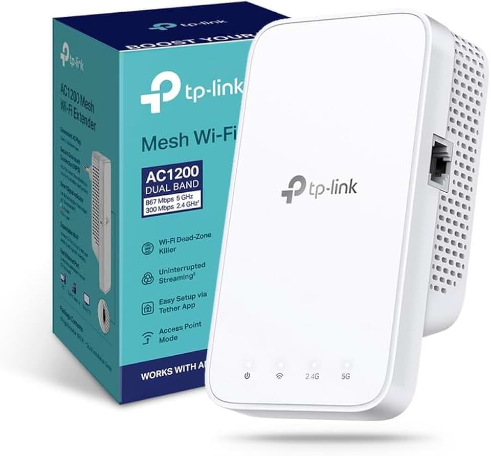 TP-Link Ripetitore WiFi RE330, amplificatore WiFi AC1200, estensore fino a 120 ㎡, potente ripetitore per casa con porta ethernet, compatibile con tutti i box internet