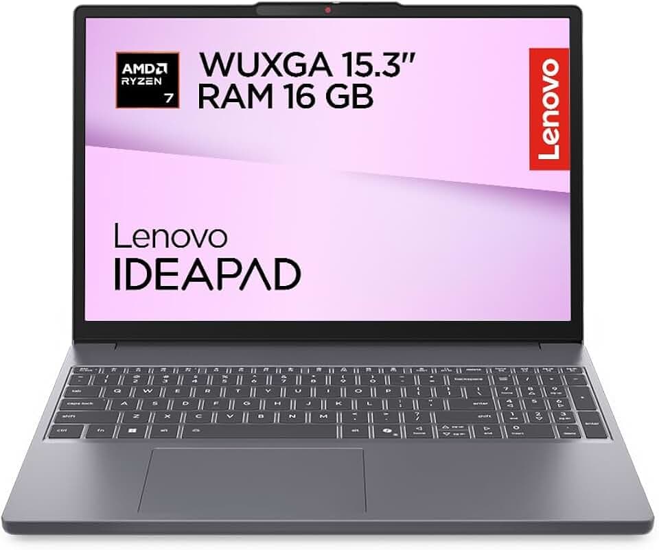 Lenovo IdeaPad Slim 3 Notebook 15.3'' IPS WUXGA (1920x1200), AMD Ryzen 7 7735HS, RAM 16GB, 512GB SSD, Windows 11 Home, WiFi 6 - Luna Grey