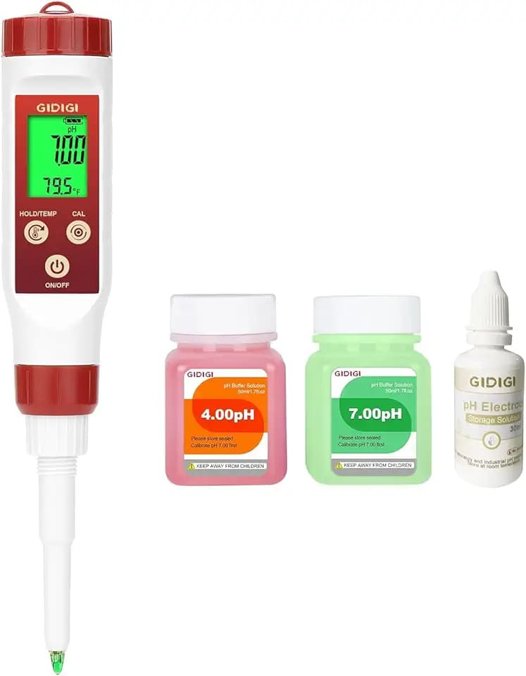 Misuratore di pH per alimenti, tester digitale di pH per alimenti GIDIGI, kit di test di pH per inscatolamento accurati con ATC, penna di test di pH per fermentazione professionale phmetro per carne ClimatePartner certified