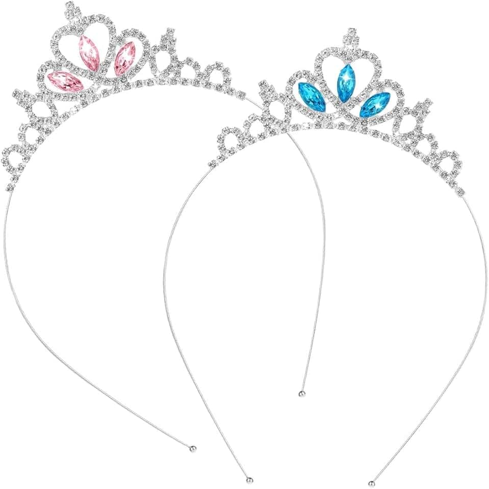 JYNXOR 2 x tiara da principessa in cristallo da donna, per concorso di bellezza, concorso di bellezza, accessori per capelli, per compleanno, matrimonio, Halloween, festa di Natale, M