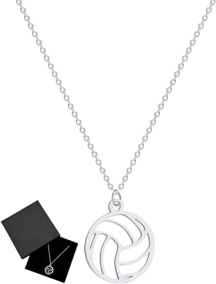 TPZORJX pallavolo idee regalo,Collana cava da pallavolo in acciaio inox Love collana minimalista gioielli sportivi catena clavicola regali per ragazze adolescenti ragazzi,Con 1 scatola regalo