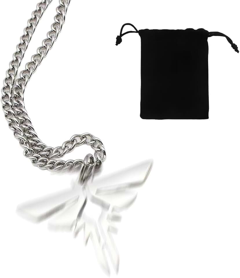 PYEUIFT Collana Lucciola, Last of Us Collana Argento, in Acciaio Inossidabile, con Sacchetto in Velluto, Gioiello Tematico, Regalo per Adolescenti, Ragazzi e Ragazze