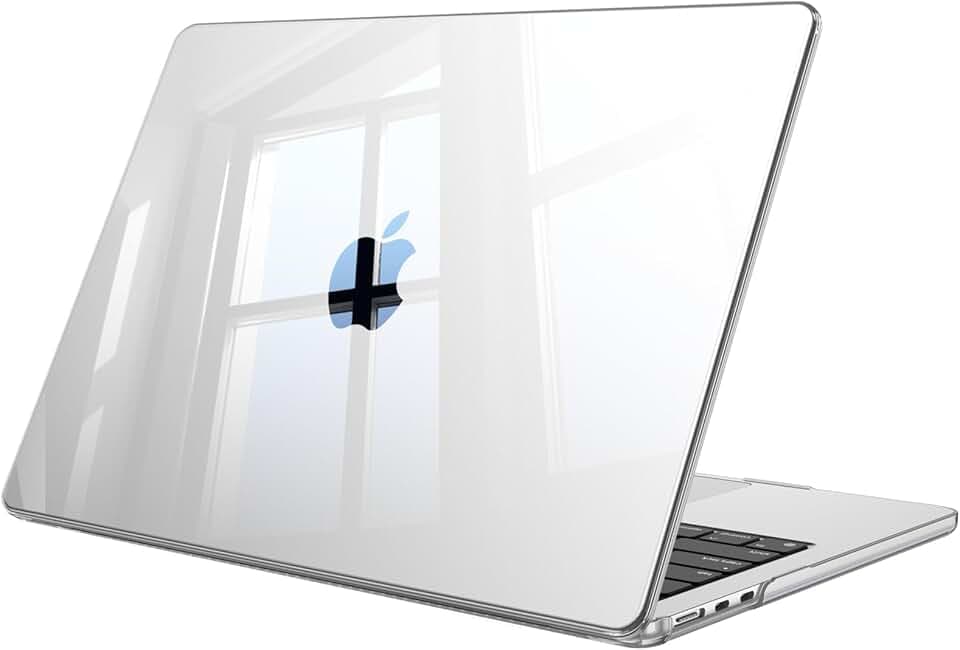 FINTIE Custodia Compatibile con MacBook Air 13.6 Pollici M5/M4/M3/M2 (2026/2025/2024/2022, A3449/A3240/A3113/A2681) - Cover Rigid Protettivo Guscio Rigido Case, Trasparente Cristallo ClimatePartner certified