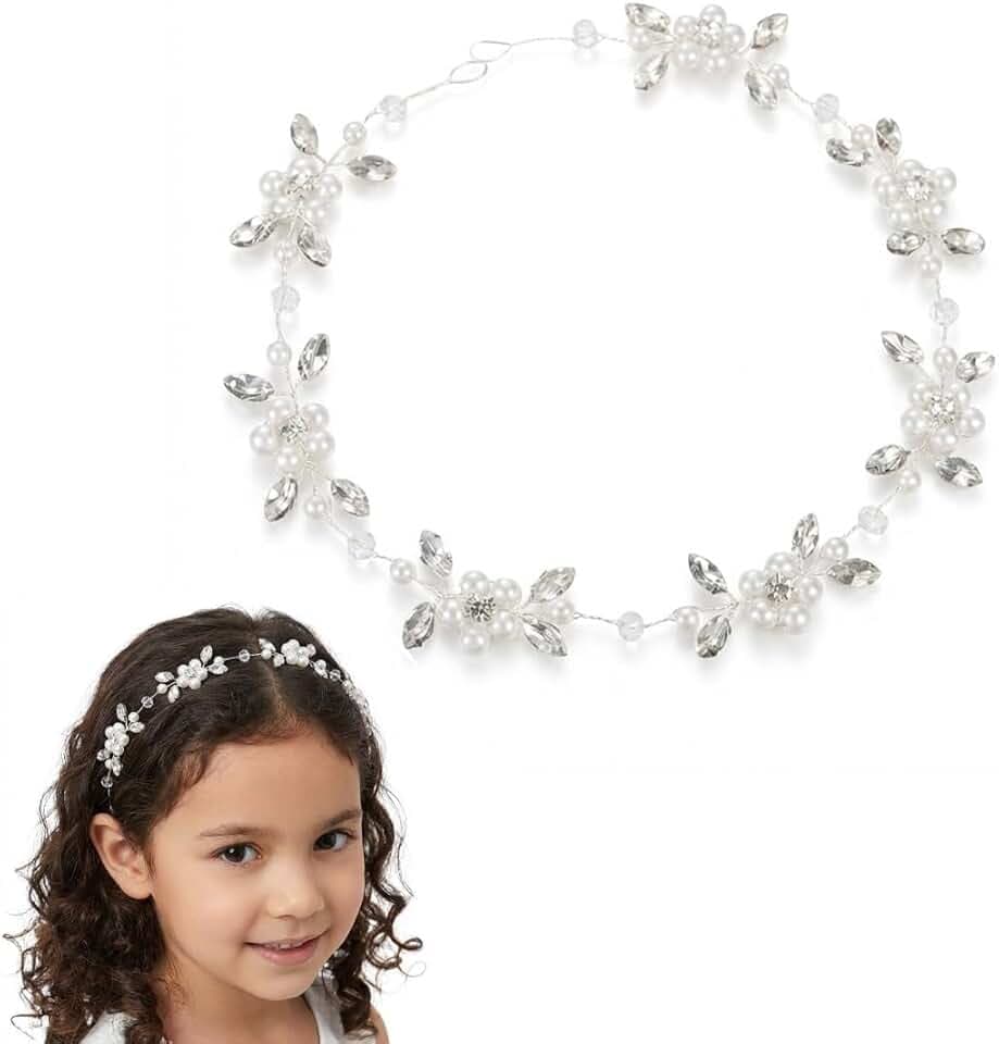 KAHZOR 1 pezzo Accessorio per capelli, coroncina comunione bambina, prima comunione bambina, coroncina prima comunione, comunione e battesimo, corona di fiori, decorazione per bambine