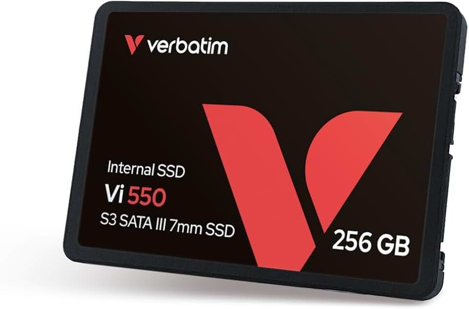 Verbatim SSD Vi550 S3 - SSD interno da 256GB - Solid State Drive - Interfaccia SATA III 2,5''- Unità SSD interna con tecnologia 3D NAND - SSD da 256GB ad alta prestazione- 560MB/s - nero