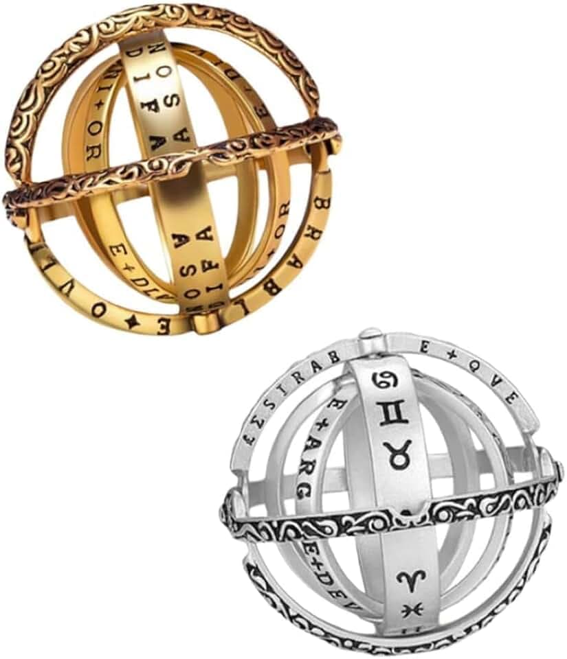 GENERIC Anello a Sfera con Sfera astronomica 3D Anello a Dito cosmico Anello a Dito cosmico Pieghevole Vintage 2 Pezzi Attractive Design