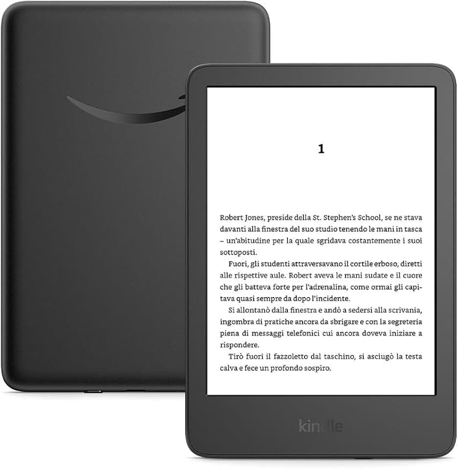 Amazon Kindle (Ultimo modello) - Il più leggero e compatto, con schermo antiriflesso, cambio pagina più rapido, illuminazione frontale regolabile - 16 GB - Con pubblicità - Nero Reducing CO2