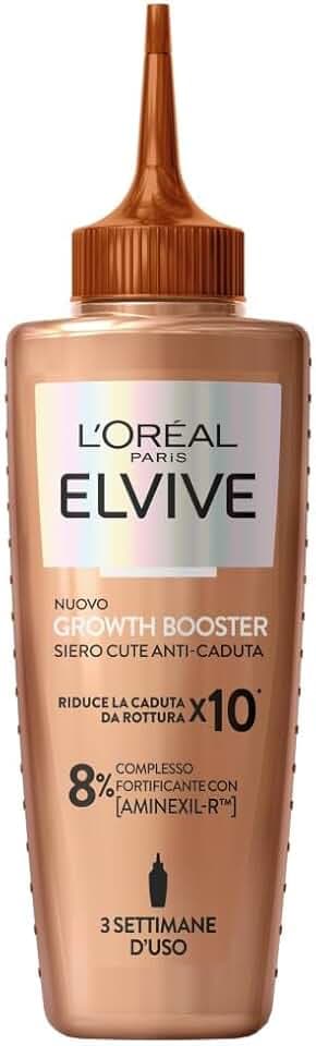 L'Oréal Paris Elvive Siero Cute Anti-Caduta, Per Capelli Tendenti alla Rottura, Rinforza i Capelli Esistenti e Ne Stimola la Crescita, Con Complesso Fortificante Aminexil-R, Growth Booster, 102 ml