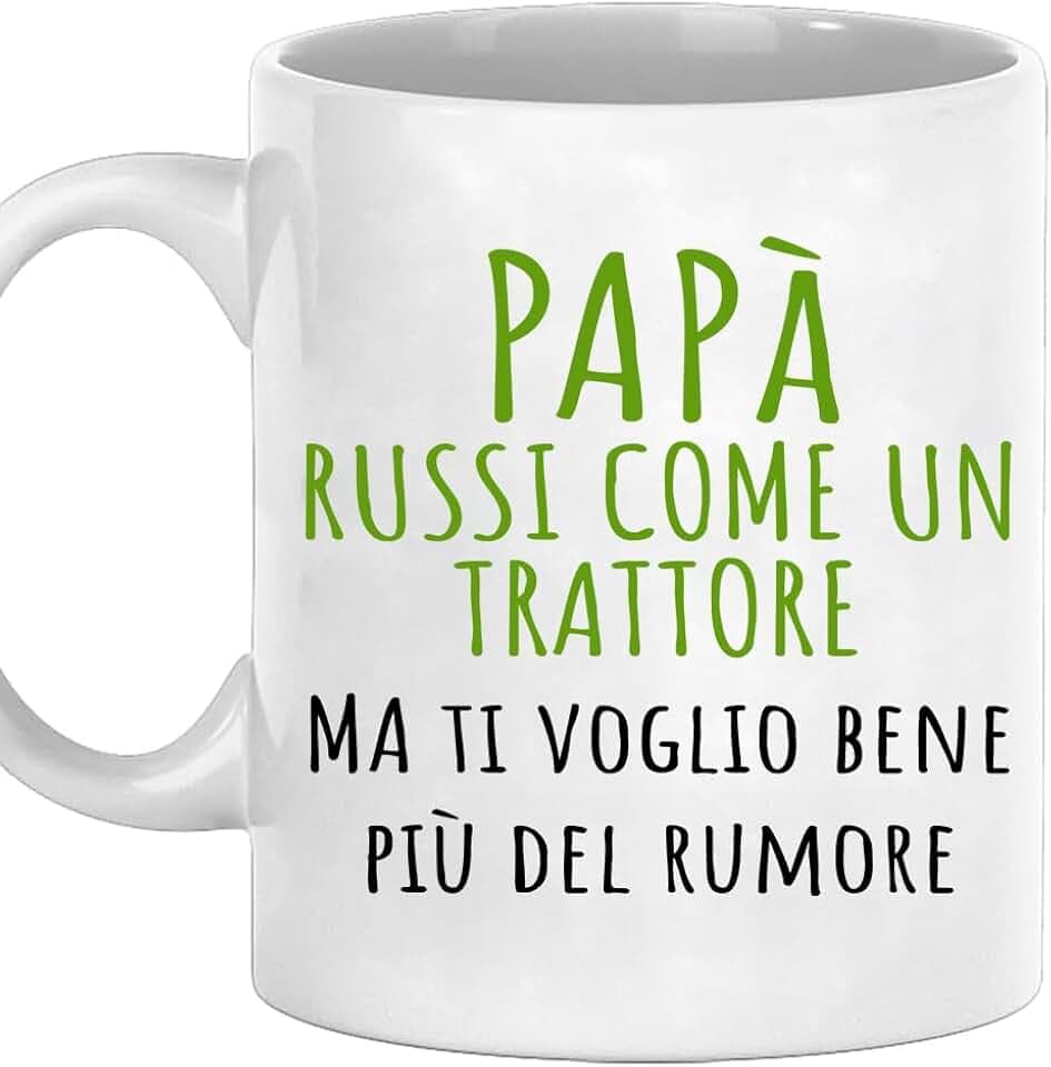 Tazza Papà Russi come un Trattore - Idee Regalo Simpatiche per la Festa del papà - Uomo compleanno Idee regali per Padri originale per lui Natale Colazione Cucina (Ceramica - Bianco)