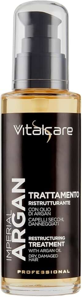 Vitalcare | Imperial Argan - Trattamento Capelli Ristrutturante con Olio d'Argan, Olio di Lino, Oil Complex per Capelli Secchi e Danneggiati, 100 ml