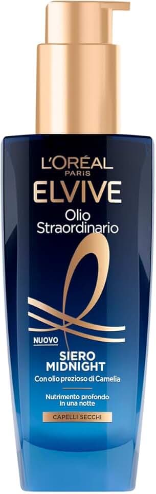 L'Oréal Paris Elvive Olio Straordinario Siero Midnight, Per Capelli Secchi, Nutrimento Intenso In Una Notte, con Olio Prezioso di Camelia, Elvive Midnight Serum, 100ml