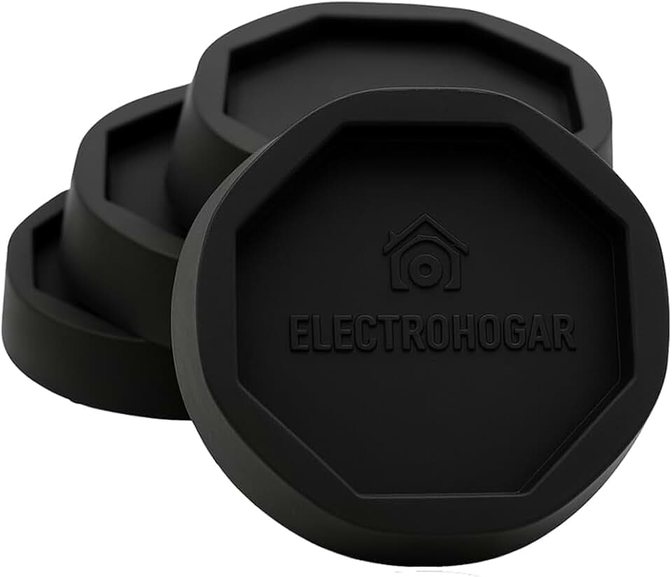 Piedini Antivibrazione Lavatrice | 4 Ammortizzatori antivibranti e Anti-spostamento | Compatibile con Bosch, Balay, Siemens, AEG, Electrolux e così via | nero