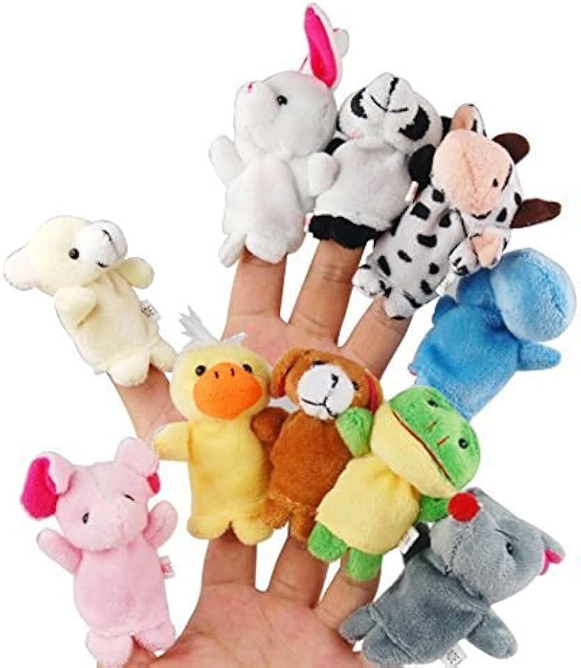 10pcs Cartoon Animal Dito, Morbido Velluto Bambole Props Giocattoli Dito Giocattoli Impostato per Neonati e Bambini