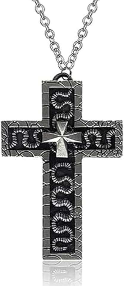AVZYARDY Collana con ciondolo a forma di croce del gioco Squids, Collana a croce con scomparto segreto, Collana di calamari gioco, Croce antica stampata in 3D