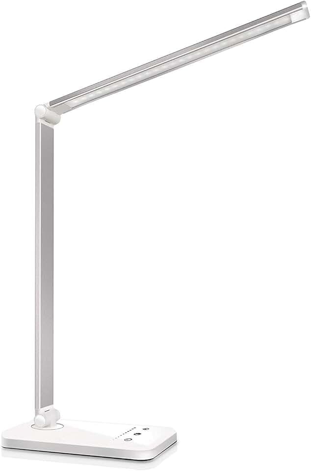 Lampada da Scrivania LED Protezione Degli Occhi, lampada Touch Control Pieghevole per cameretta,ufficio, con porta di ricarica USB, 10 livelli di luminosità 5 modalità di illuminazione
