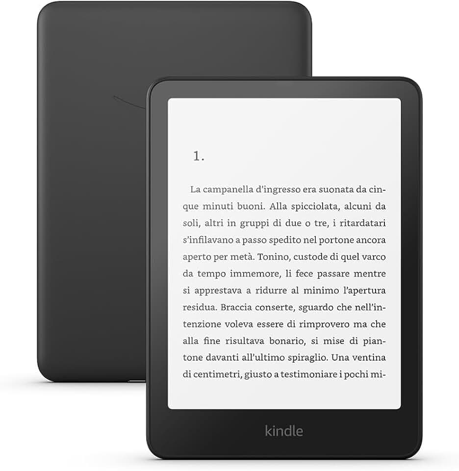 Amazon Kindle Paperwhite (Ultimo modello) - Il nostro Kindle più veloce di sempre, nuovo schermo antiriflesso, la batteria dura settimane - 16 GB - Senza pubblicità - Nero Recycled Content Certification for Electrical and Electronic Equipment