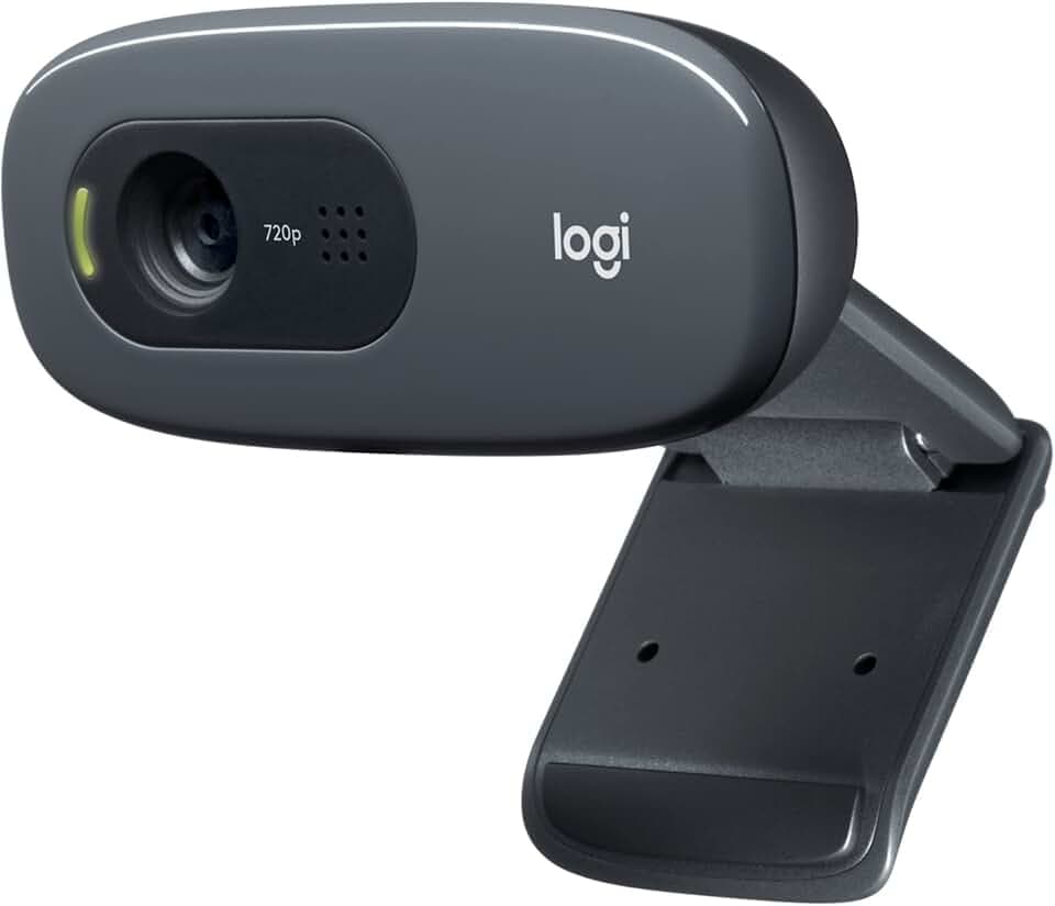 Logitech C270 Webcam HD, HD 720p/30fps, Videochiamate HD Widescreen, Correzione Automatica ‎Luminosità, Microfono Riduzione del Rumore, Skype, FaceTime, Hangouts, WebEx,PC/Mac/Tablet/Chromebook-Grigio Carbon Neutral Certified by SCS Global Services