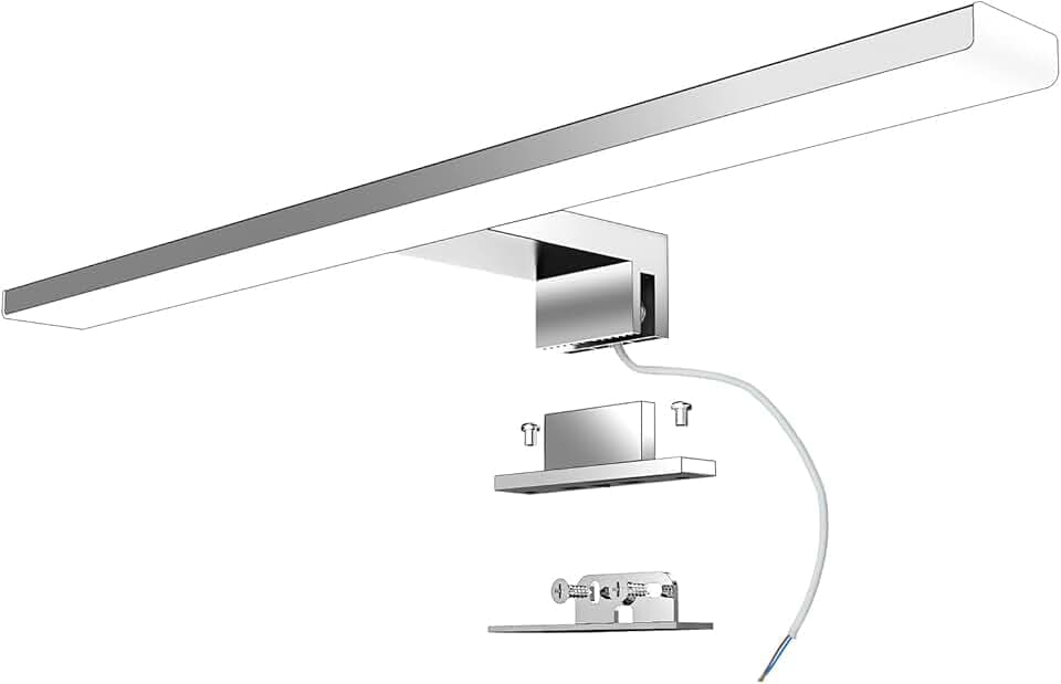 Aogled Lampada da Specchio Bagno 40 cm 10W 820LM 230V Bianco Neutro 4000K, Lampada da Bagno,Classe II in Acciaio Inossidabile,Morsetto su Specchio/Armadio/Illuminazione a Parete 400mm
