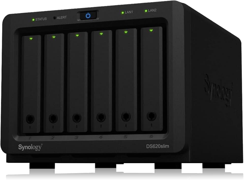 Synology DiskStation DS620slim 6-Bay NAS [2.5" SATA HDD/SSD. 2x Gigabit LAN. 2x USB 3.0. 2GB RAM]