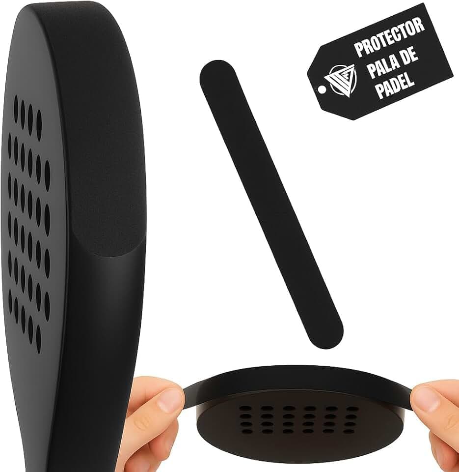 Protezione racchetta da paddle nera con finitura ruvida per una maggiore protezione + adesivo padel incluso 35 x 370 mm