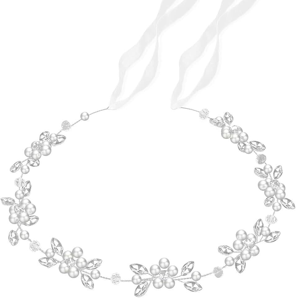 ZORVUJI Coroncina di Fiori per Capelli Bambina, Accessori per Capelli Comunione e Battesimo, Decorazioni per Capelli Prima Comunione Bambina (Argento)