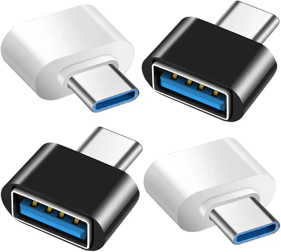 Adattatore USB C a USB (4 Pezzi), Adattatore USB C a USB A 3.0 OTG, USB Femmina a USBC Maschio Compatibile con MacBook Pro, Samsung Galaxy, Telefoni di Tipo-C, Tablet e Altro (Nero e Bianco)