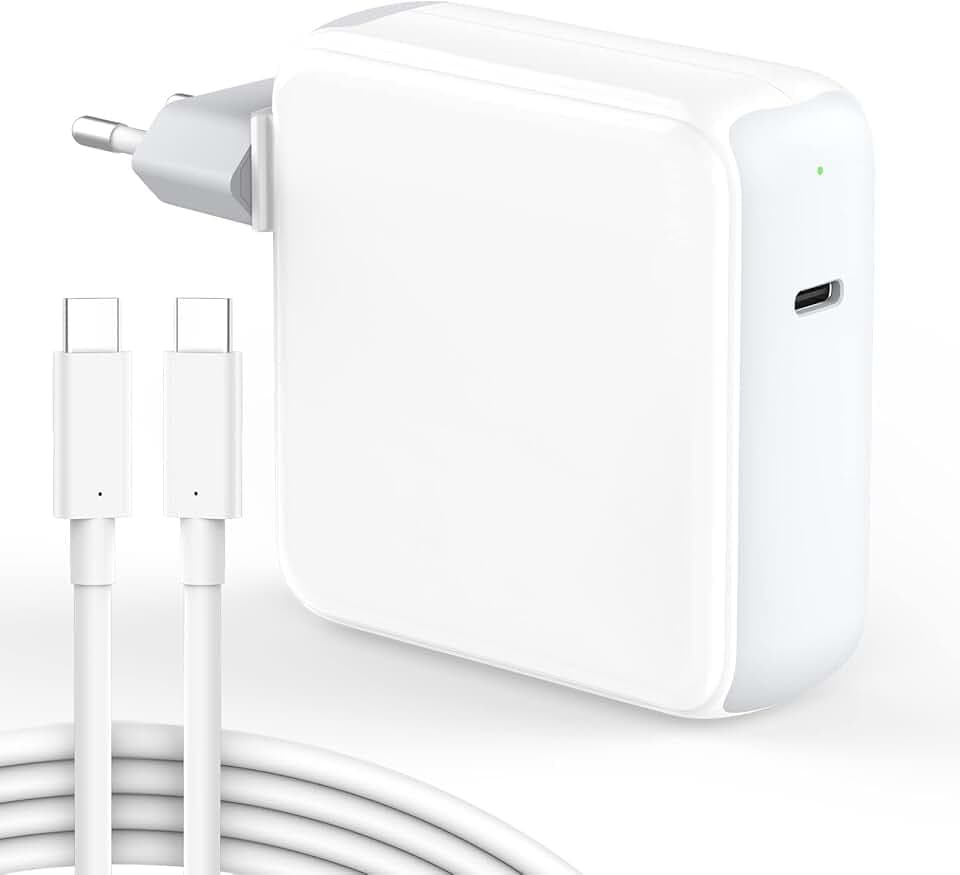 Caricatore 96W Alimentatore USB C Compatibile con MacBook Pro 16/15 / 14/13 pollici, MacBook Air 2020/2019 / 2018, 2024 iPad Pro/Air M2/M4, Caricabatterie Rapido, Cavo USB C a C 2M